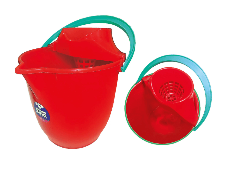 BALDE PLASTICO CON ESCURRIDOR REDONDO X 14L