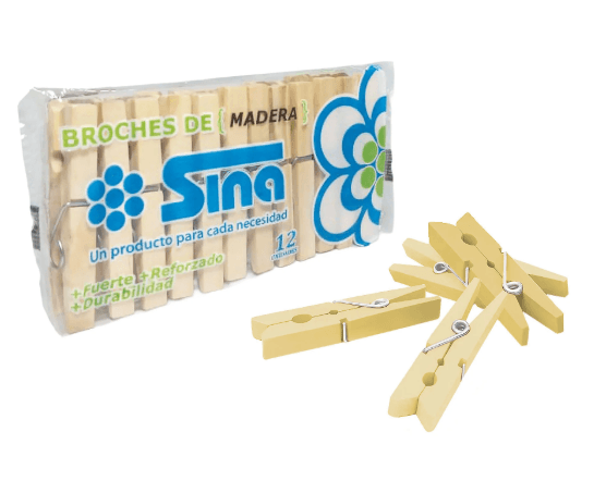 BROCHES DE MADERA REFORZADOS X 12U
