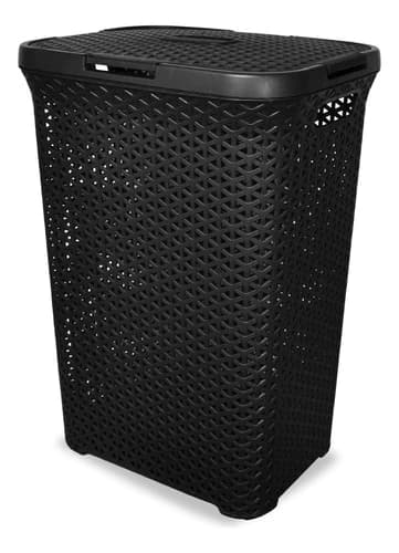 CESTO RATÁN NEGRO CON TAPA 57 X 43 X 33 CM