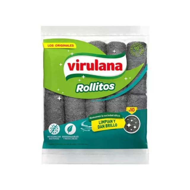 LANA DE ACERO X 10 ROLLOS X 70 GRAMOS VIRULANA